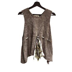 Annie M Knitwear Brown 100% Viscose Chenille Top With Scarf Belt, Made In USA